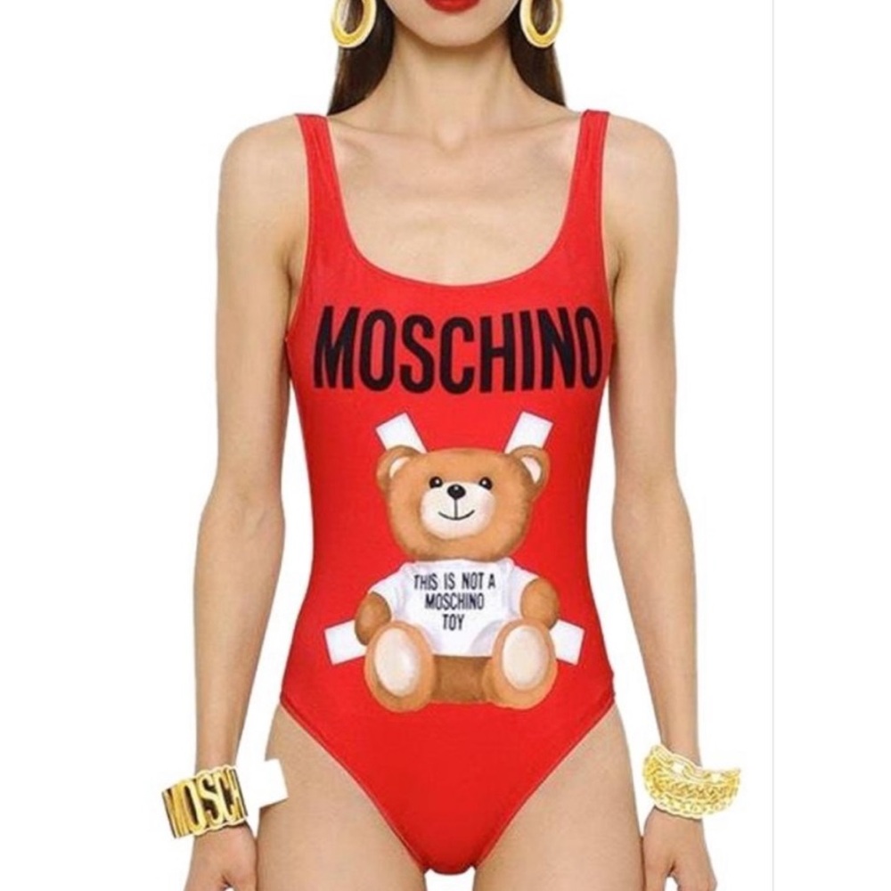 Moschino couture red one piece swimsuit